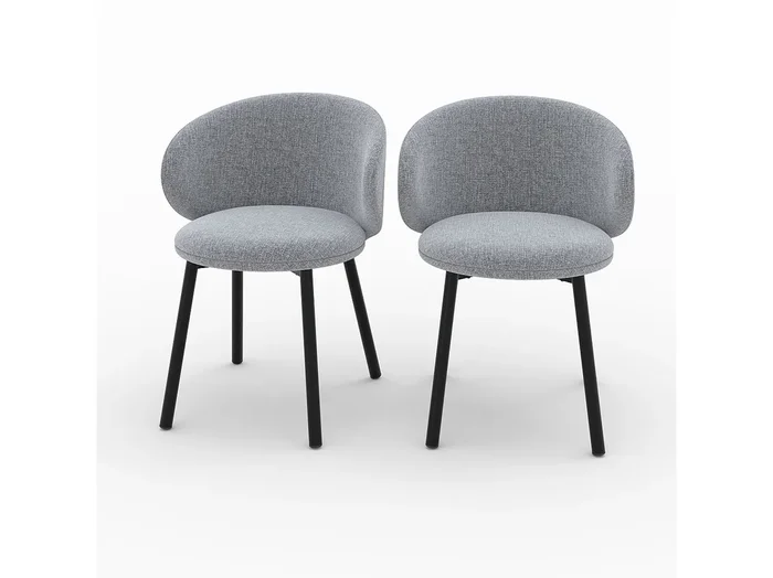 Set de 2 sillas de bar en tela jaspeada gris oscuro con patas negras – Cécilia