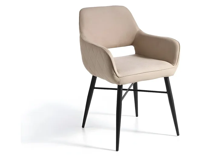 Set de 2 sillas de comedor – Tela Beige, 56x48x83 cm – LANDO