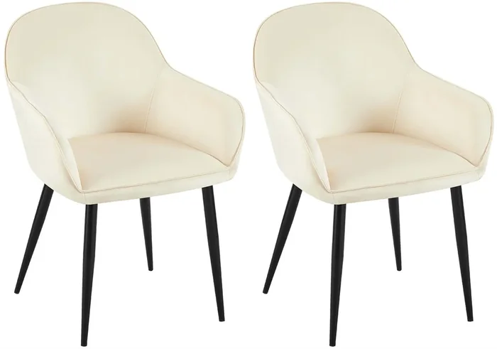 Set de 2 Sillas de comedor Boise en terciopelo Crema 60X60X84 cm