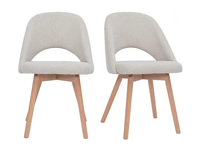 Set de 2 sillas nórdicas de tela efecto aterciopelado texturizado beige con patas de haya maciza COSETTE