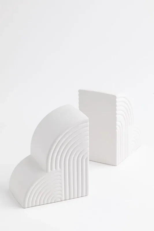 Set de 2 Sujetalibros en Cerámica Belzer Blanco – SKLUM