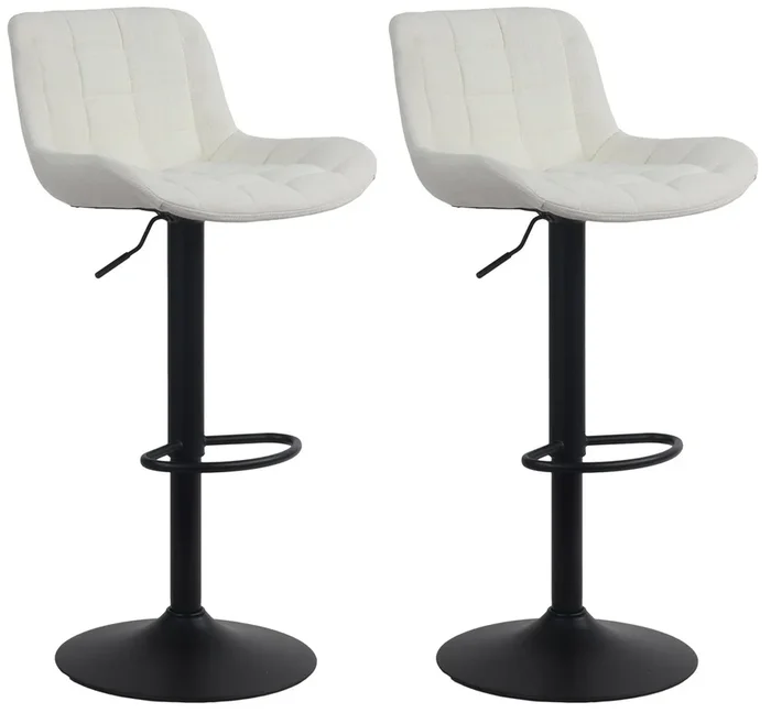 Set de 2 Taburetes de bar Tover Tela Crema 54X48X81 cm