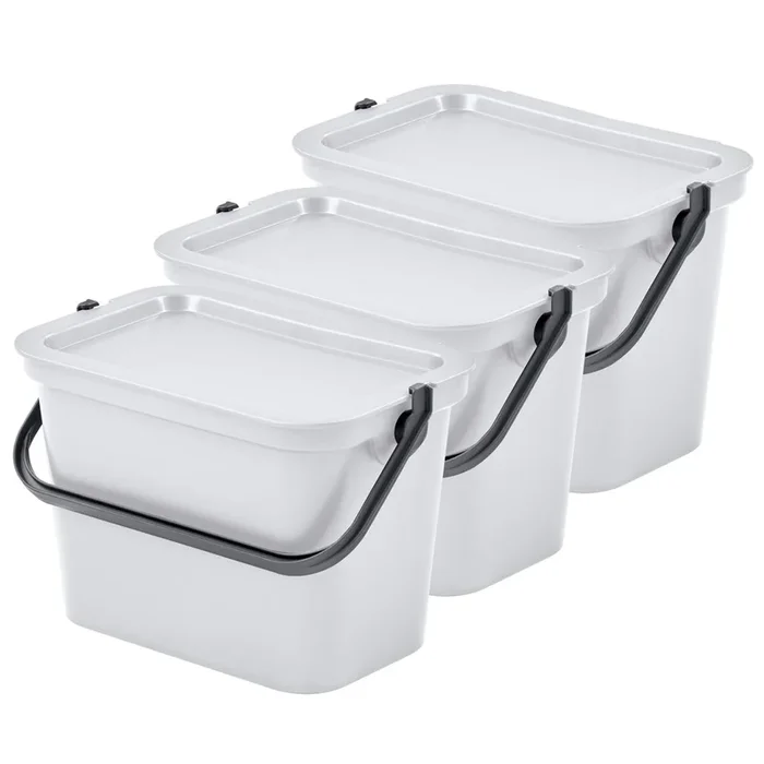 Set de 3 papeleras 5L Blanco con asa