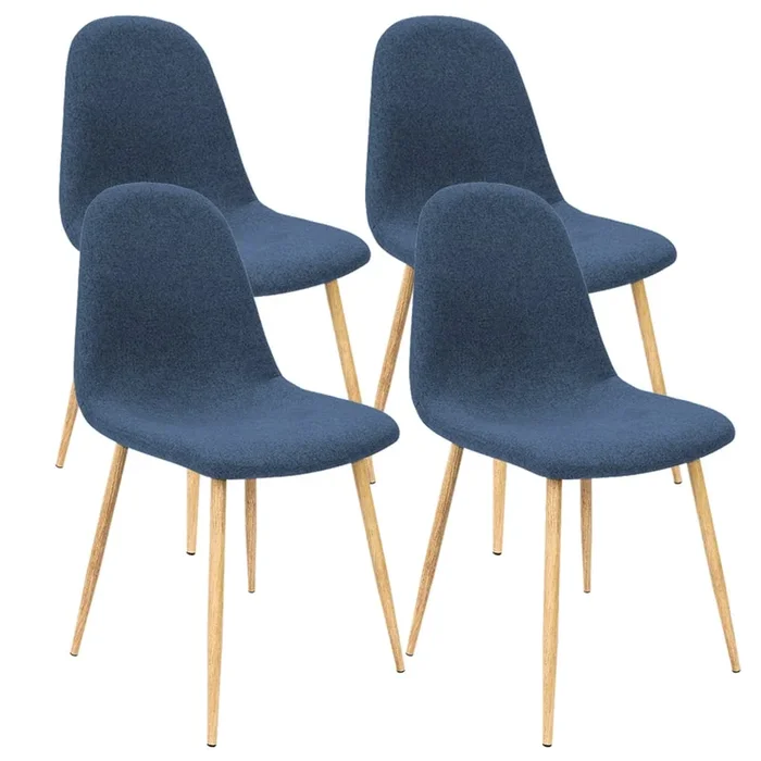 Set de 4 Sillas de comedor diseño retro clásico azul oscuro