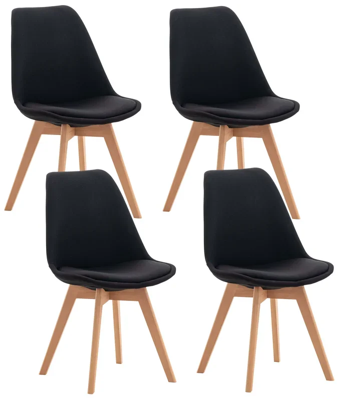 Set De 4 Sillas De Comedor Linares Negro Tela