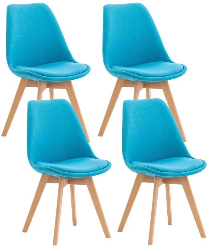 Set De 4 Sillas De Comedor Linares Turquesa Tela