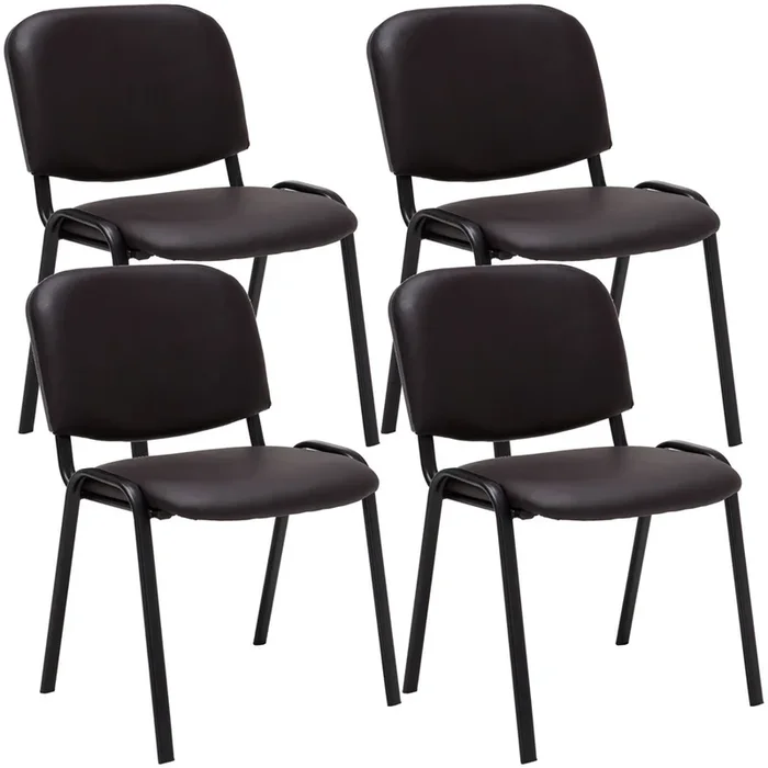 Set De 4 Sillas De Reuniones Ken En Cuero PU Simil cuero Marrón 53X53X83 cm