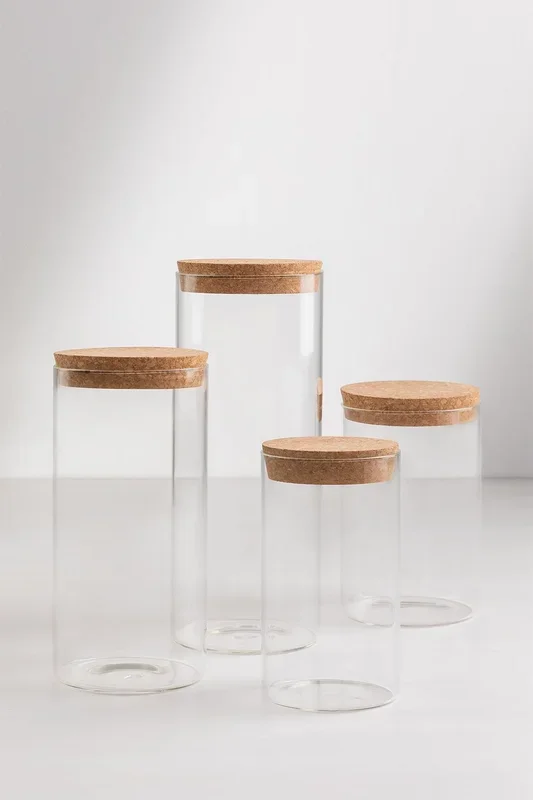 Set de 4 Tarros de Cristal Launun Transparente – SKLUM