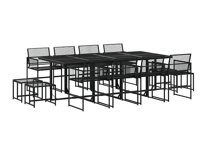 Set de comedor de jardín 13 piezas ratán sintético negro