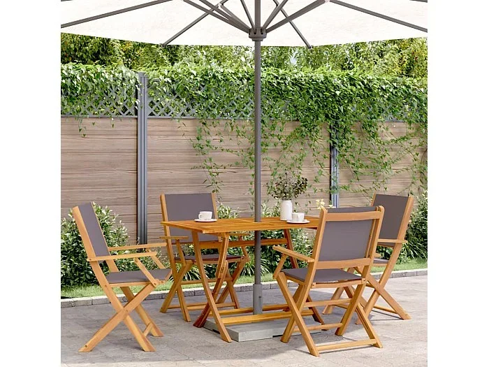 Set de comedor de jardín 5 pzas tela madera maciza antracita ES339420