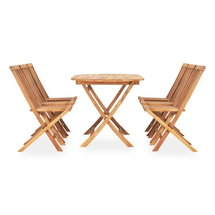 Set de comedor de jardín plegable 7 pzas madera maciza de teca