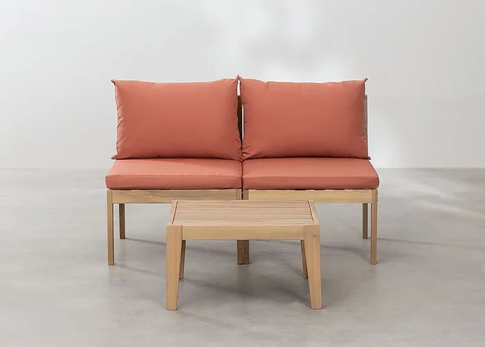 Set de Jardín de 2 Piezas con Mesa de Centro Filips Terracota – SKLUM