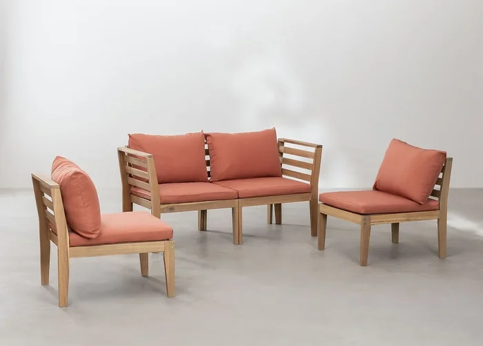 Set de Jardín de 4 Piezas con Reposabrazos Filips Terracota – SKLUM