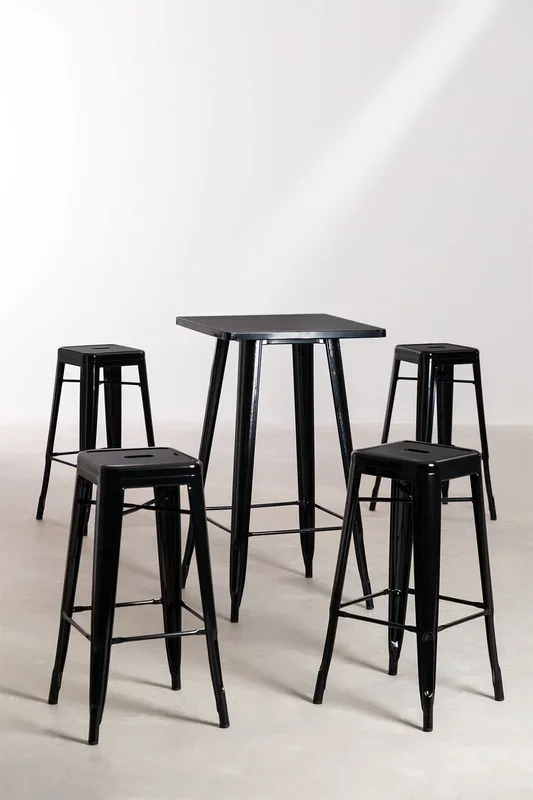 Set de Mesa Alta LIX y 4 Taburetes Altos LIX Negro – SKLUM