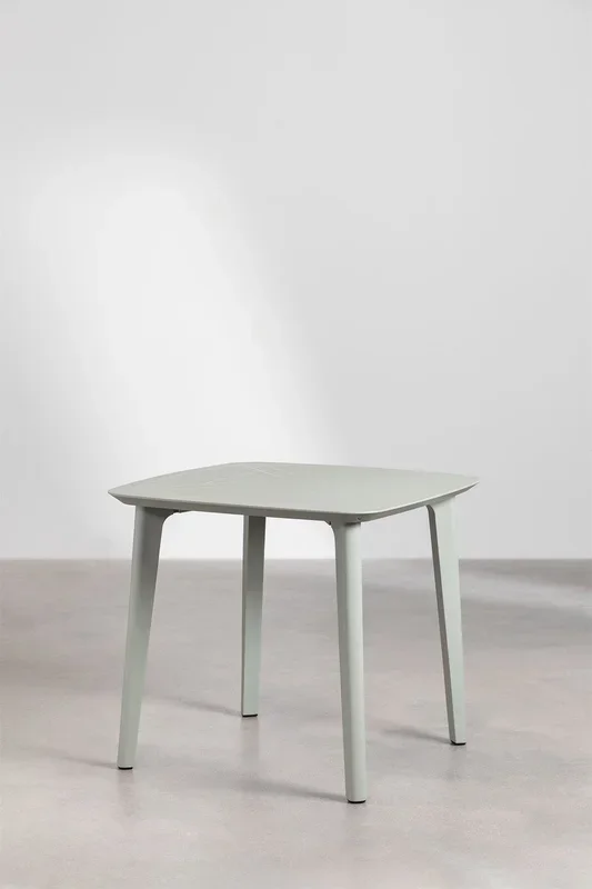 Set de Mesa de Jardín Cuadrada en Polietileno (85×85 cm) Nati y 4 Sillas de Jardín Scand Verde Caqui – SKLUM