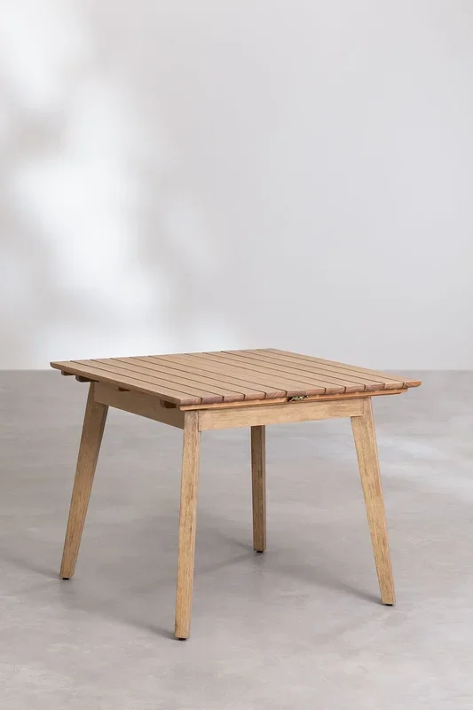 Set de Mesa Extensible en Madera (90-150×90 cm) Naele y 6 Sillas de Jardín Barker Blanco Gardenia – SKLUM