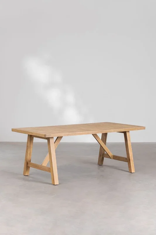 Set de Mesa Rectangular (200×100 cm) y 8 Sillas de Comedor en Madera de Acacia Dubai Blanco Gardenia – SKLUM