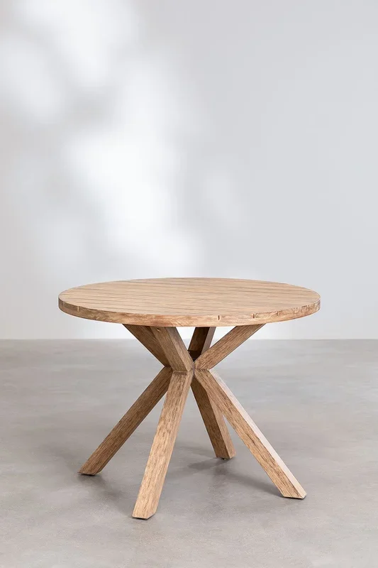 Set de Mesa Redonda en Madera (Ø100 cm) Naele y 4 Sillas de Comedor Barker Blanco Gardenia – SKLUM