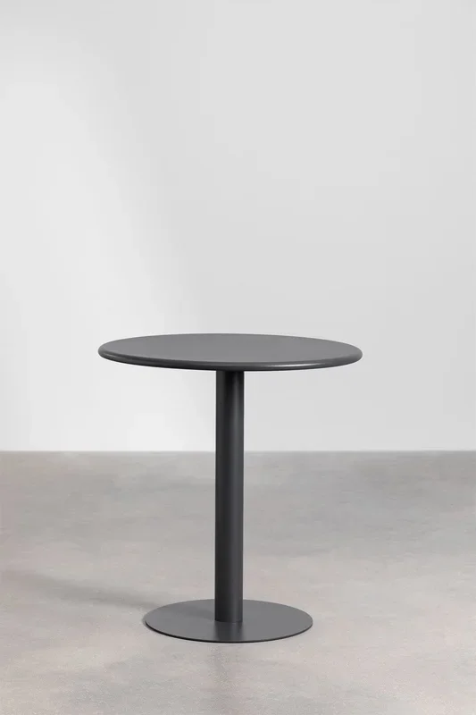 Set de Mesa Redonda (Ø70 cm) y 2 Sillas de Jardín Mizzi Gris Grafito – SKLUM