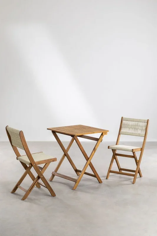 Set de Mesa y 2 Sillas de Jardín Plegables Delawer Classic Beige Crema – SKLUM