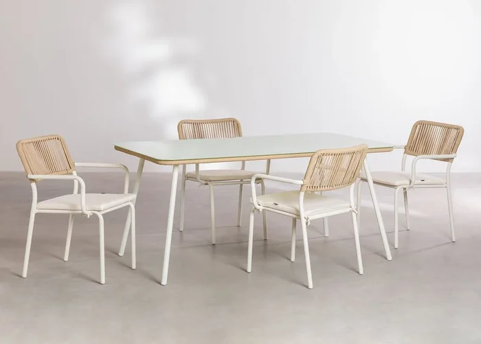 Set de Mesa y 4 Sillas de Jardín Arhiza Blanco Gardenia – SKLUM