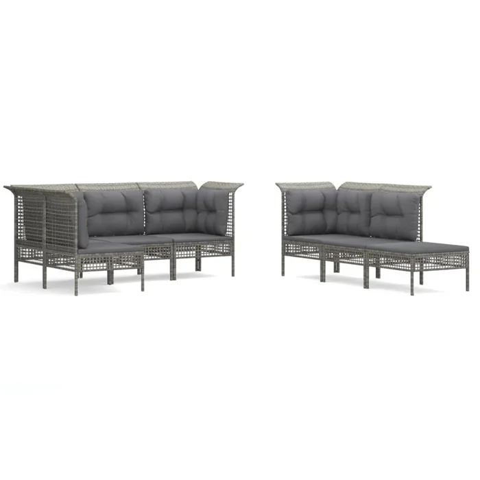 Set de muebles de jardín 10 pzas y cojines ratán sintético gris VidaXL