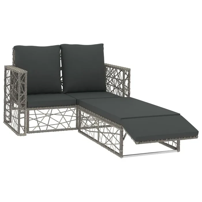 Set de muebles de jardín 2 pzas y cojines ratán sintético gris VidaXL