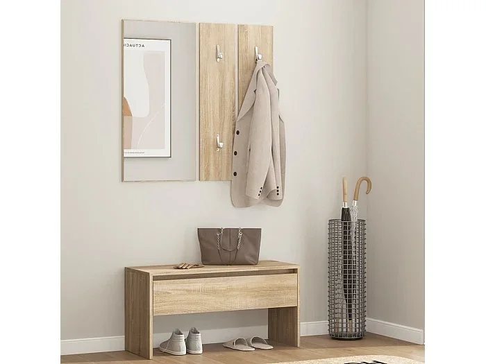 Set de muebles de recibidor madera contrachapada roble Sonoma ES702584