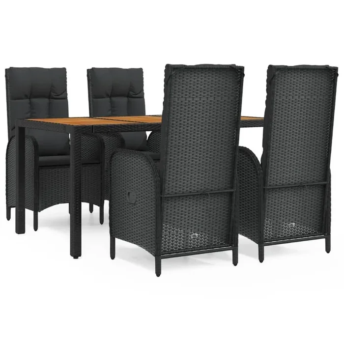 Set de muebles jardín 5 pzas con cojines ratán sintético negro