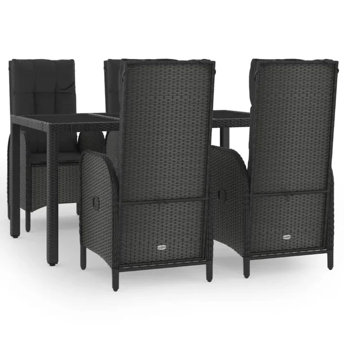 Set de muebles jardín 5 pzas con cojines ratán sintético negro
