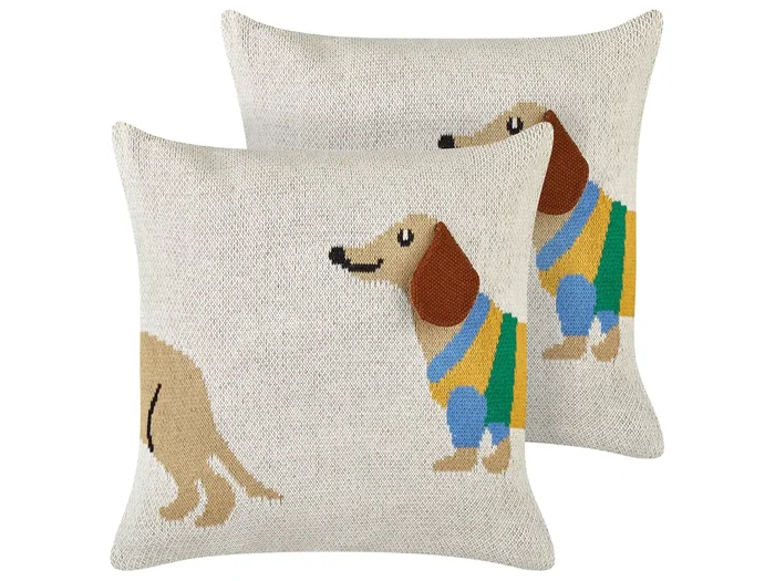 Set of 2 Decorative Cushions BATTAL Cotton 45 x 45 cm Beige