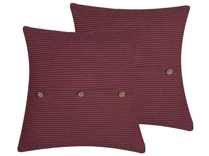Set of 2 Decorative Cushions CAMPANULA 43 x 43 cm Red Solid