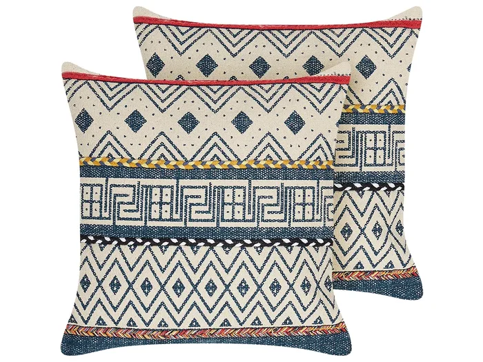 Set of 2 Decorative Cushions SOUK Cotton 50 x 50 cm Multicolour Geometric Pattern