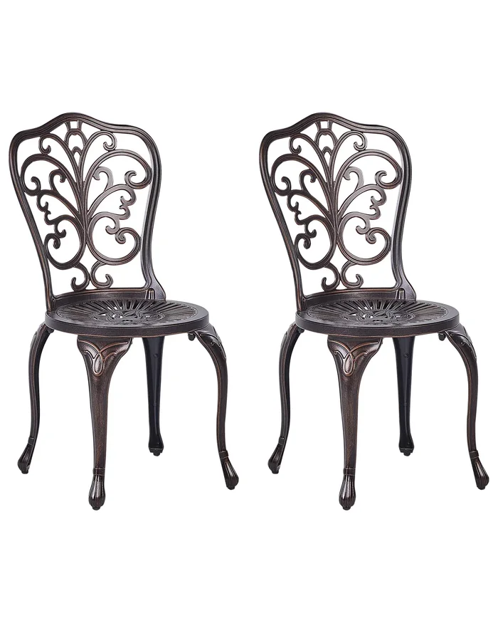 Set of 2 Garden Chairs TRIORA Metal Brown