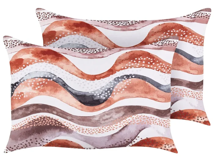 Set of 2 Outdoor Cushions SEBORGA Abstract Pattern 40 x 60 cm Brown