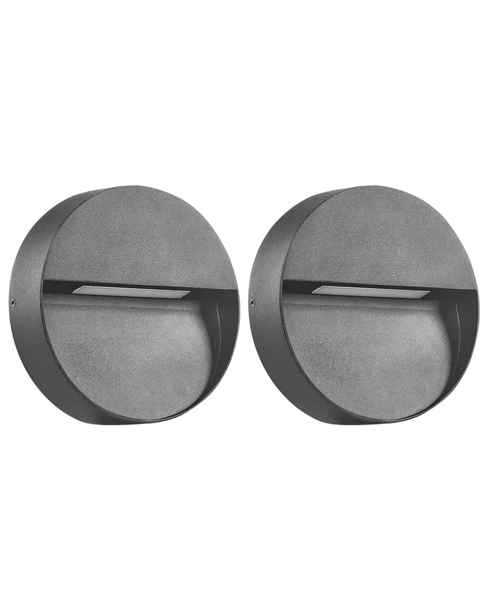 Set of 2 Outdoor LED Wall Lights POMPTON Black