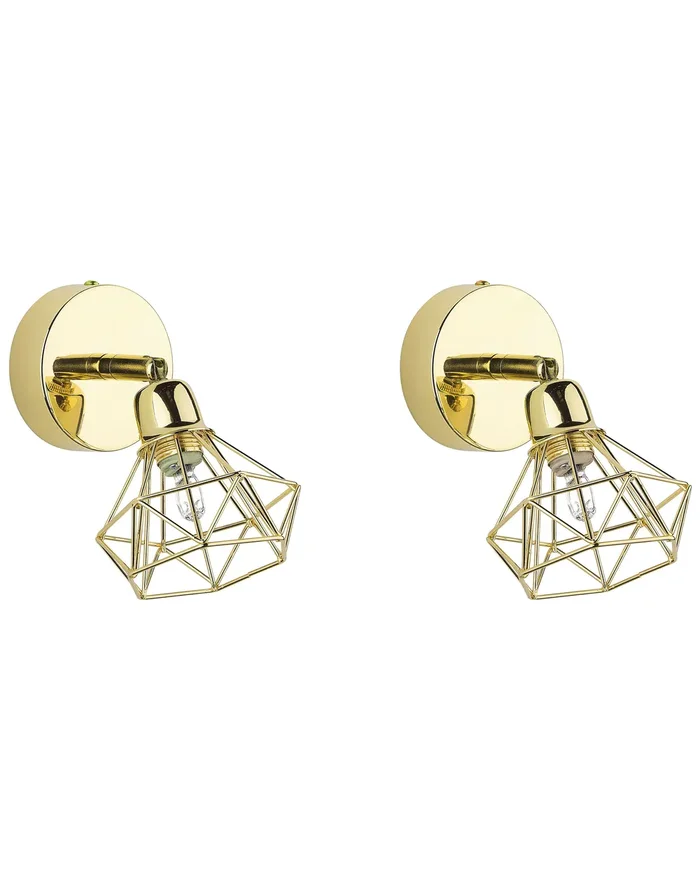Set of 2 Spotlight Lamps ERMA Adjustable Metal Gold