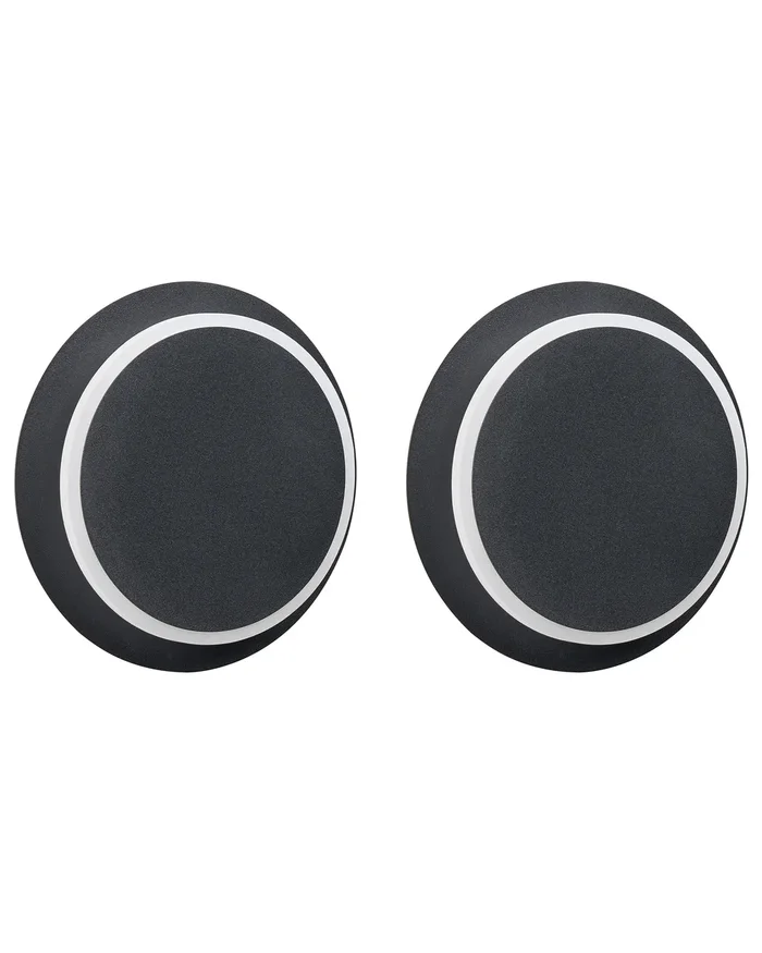 Set of 2 Wall Lamps SEMNON LED Metal Black