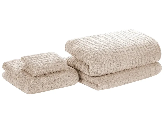 Set of 4 Towels ATAI Cotton Beige