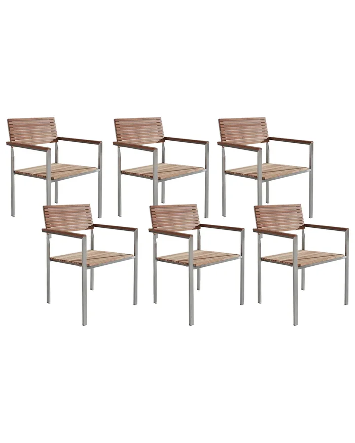Set of 6 Garden Chairs VIAREGGIO Teak Wood Brown
