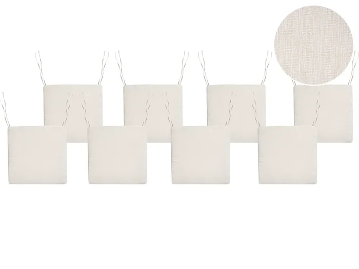 Set of 8 Garden Chair Cushions SASSARI PREMIUM 46 x 46 cm Light Beige