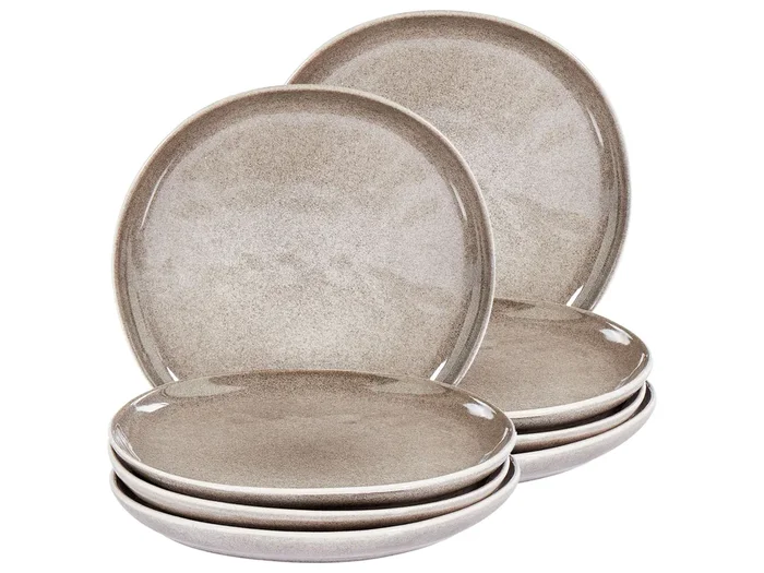 Set of 8 Side Plates COSTMARY Stoneware Grey
