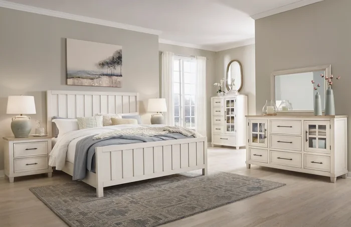 Shaybrock Antique White/Brown Panel Bedroom Set