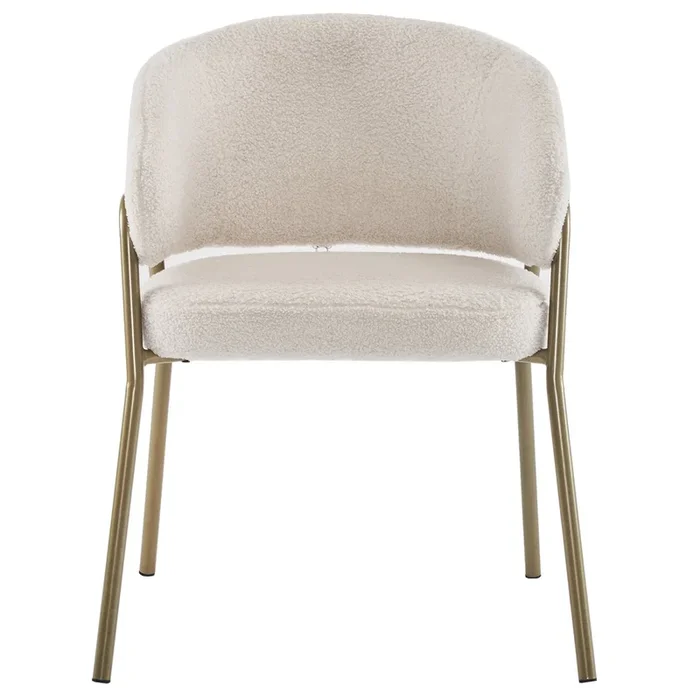 Silla – tejido sherpa – patas doradas – beige