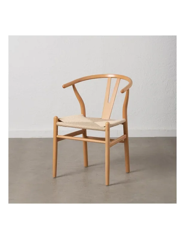 Silla ADAM de madera natural y cuerda.