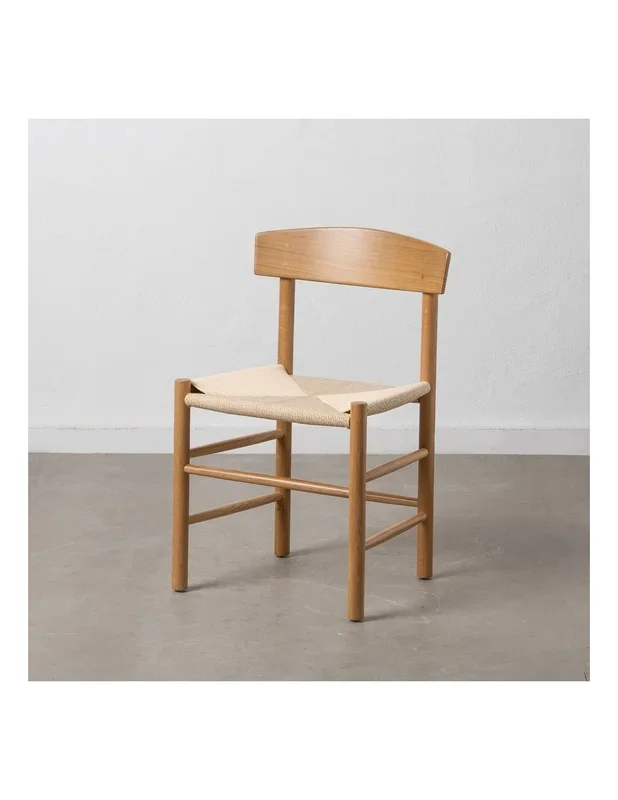Silla ANALY de madera de olmo y asiento de ratán.