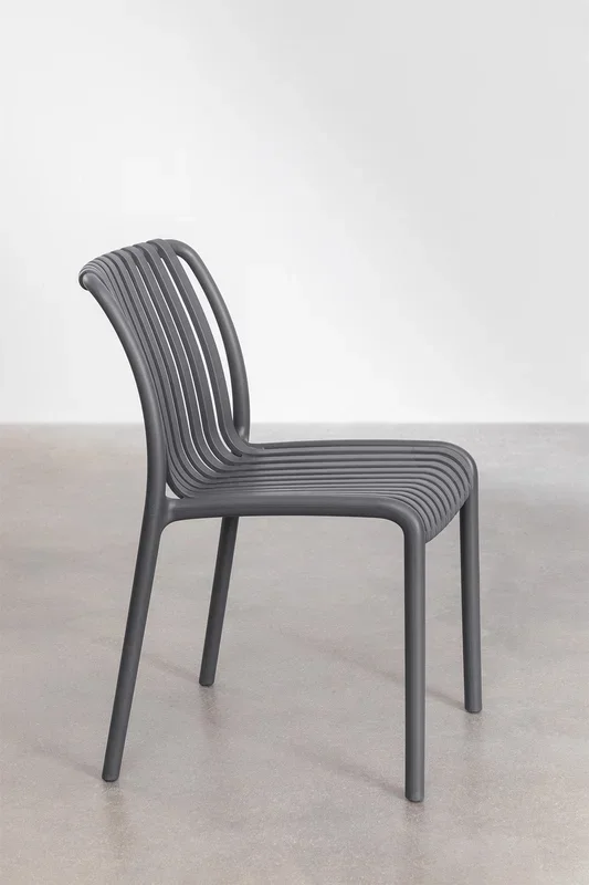 Silla Apilable de Jardín Wendell Gris Grafito – SKLUM