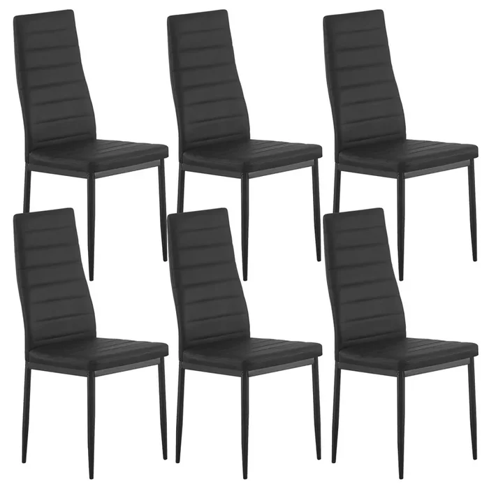 Silla CASSEL Negra – Diseño Escandinavo, Asiento Acolchado en PU, Respaldo Ergonómico, Patas Metálicas, Moderna y Funcional