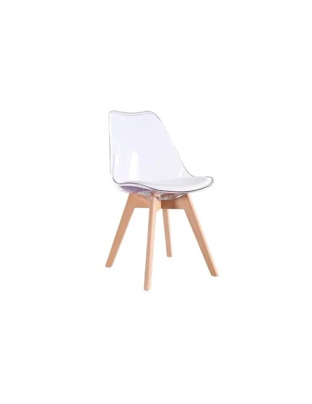 Silla Comedor Nordico Acantha, transparente cojin similpiel