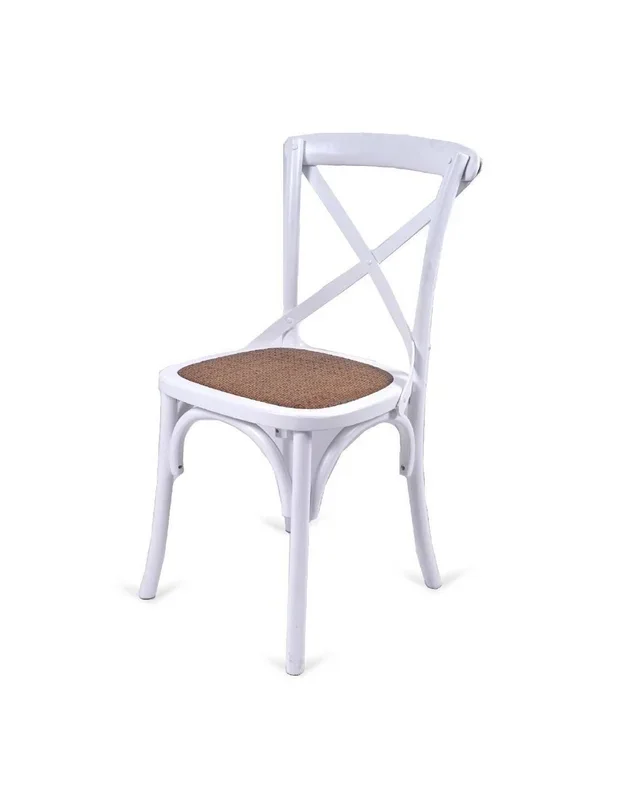 SILLA COMEDOR VINTAGE CROSS, MADERA DE OLMO en BLANCO